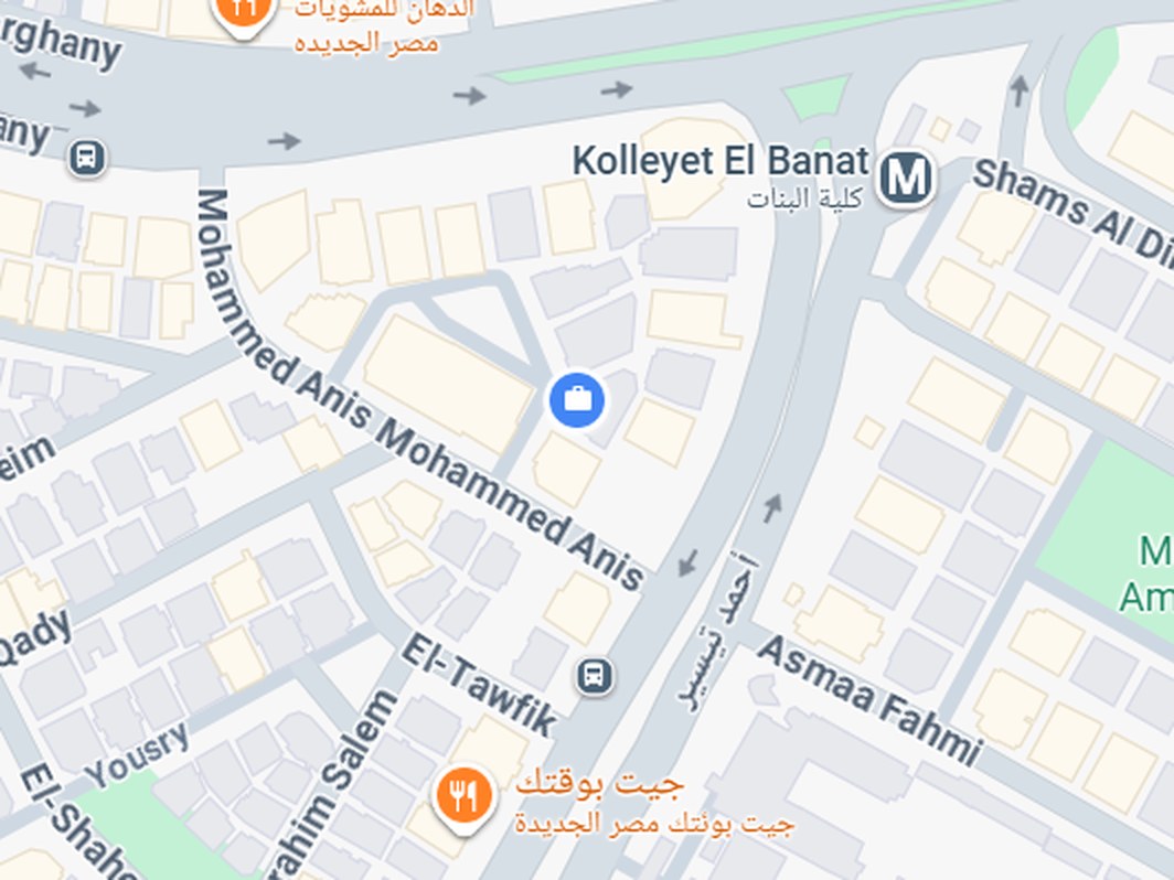 Map of the SG Advanced office on Mohammed Anis Street, Koleyet El Banat, Heliopolis, Cairo